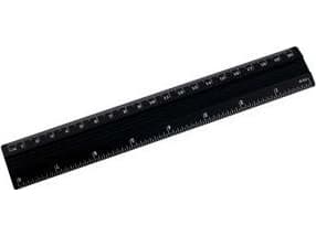 D.Rect Aluminiumslinjal, sort, 20 cm D.RECT