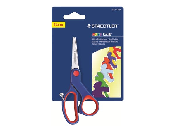 STAEDTLER barnesaks Noris Club, rund, for høyrehendte, lengde: 140 mm, på blisterkort, kniver i rustfritt stål (965 14 NBK)