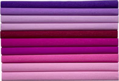 Happy Color skrynkligt silkespapper 25x200cm mix ton rosa 10st.