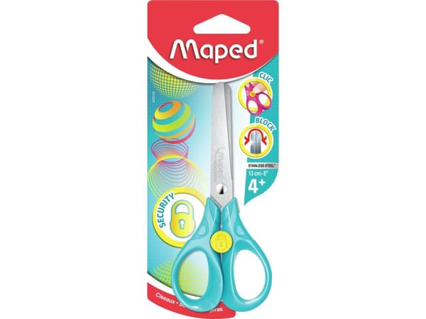 Maped 473110, Lapsi, Suora leikkuu, Yksi, Ruostumaton teräs, Turkoosi, Keltainen, Ruostumaton teräs, Askartelusakset