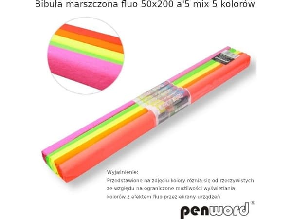 Polsirhurt skrynkligt silkespapper fluo mix 5 färger 50x200 5st