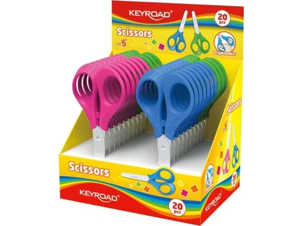 Keyroad School Scissors, 12cm, Round, Display Packed, Assorted Colors