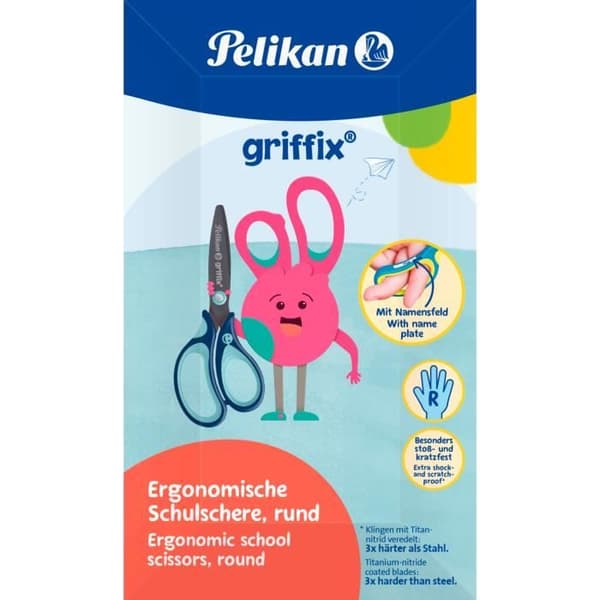 Pelikan Griffix skolsax - Vit - För barn - Rund - För högerhänta