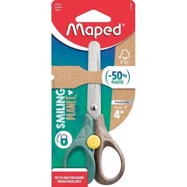 Skolasax - Maped - Smiling Planet - Runda gavlar - 13 cm - Låssystem