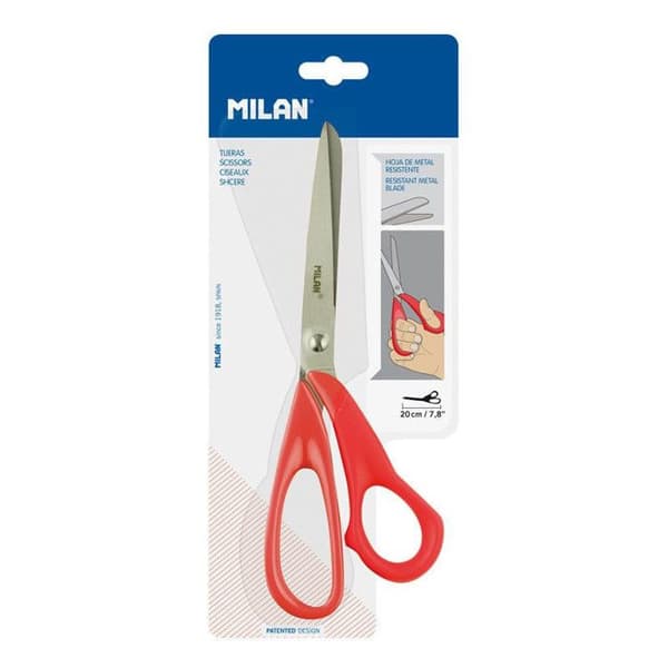 Kontorssax - Milano - Röd - Rostfritt stålblad - Plasthandtag - 26,5 cm