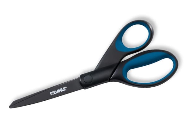 Dahle 54308-12979, Voksen, Rett kutt, Single/enkelt, Sort, Blå, Rustfritt stål, Kontor saks