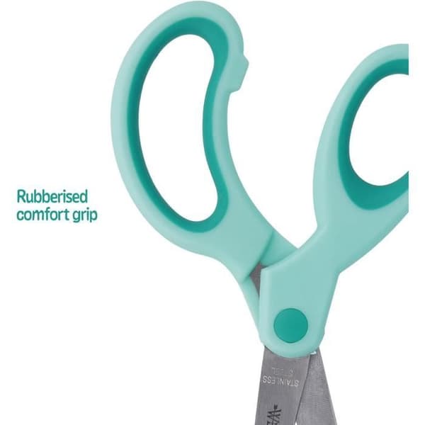 Westcott 21586 00 Soft Grip Barnvänliga Sax för vänsterhänta, 13 cm, rund spets turkos