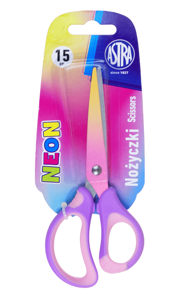 Ergonomiset sakset 15 cm läpipainopakkaus Neon Astra