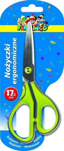 Ergonomisk saks 17,5 cm Soft Touch Flamingo