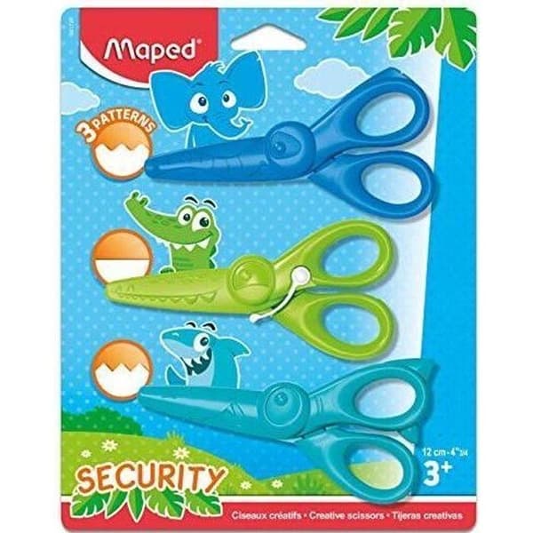 Maped - Set med 3 kreativa saxar KIDICRAFT 12 cm - 3 klippformer - Säkerhet - Runda spetsar - Plastblad - För barn -