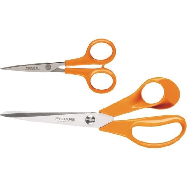 Universella och Sömnadssaxar - FISKARS - Classic - 21 cm och 13 cm - Rostfritt Stål - Orange
