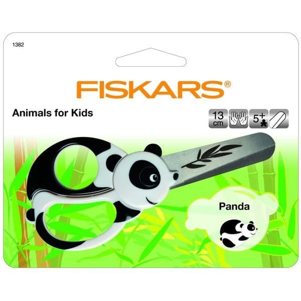 Barnsaxar - FISKARS - Panda - Rundade toppar - Tjocka blad - Ambidextrösa
