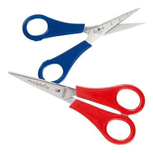 Folia Hantverkssax för barn högerhänta spetsig 13,5 cm lång med cm-gradering Diverse färger i