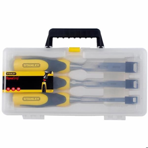 Trämejslar - STANLEY - Dynagrip - Bi-material handtag - Härdat blad - 3 storlekar 10/15/20 mm