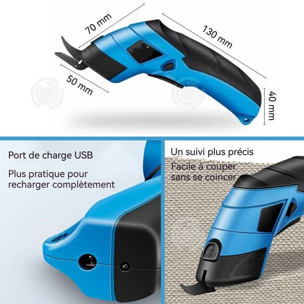 INN Elektriska saxar 2000mAh 220V USB-port bärbar klippmaskin för att klippa tyg, kartong, mattor och läder blå