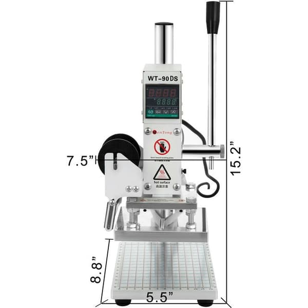 Käsikäyttöinen digitaalinen lämpöpainokone - ruostumaton teräs, alumiiniseos, 0-280/350°C lämpötila-alue 10x13cm