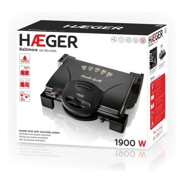 Grill Haeger GR-190.008A 1900W Musta Ruostumaton teräs