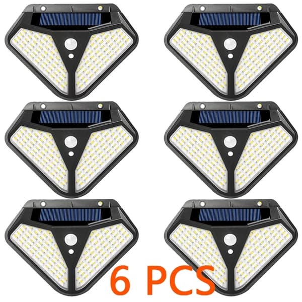 Solenergi gadelygte, bevægelsessensor, 3 belysningsmåder., , 2-102LED - 6pcs