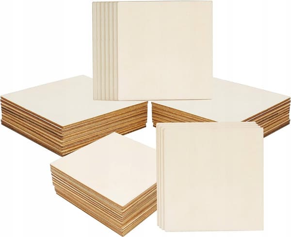 Plywoodrutor 100ST Trärutor Scrapbooks fyrkantiga Bas 5x5cm