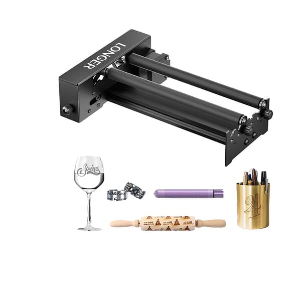 Lasergraver Y-akse roterende rulle, 360° rotation, justerbar diameter 6-300 mm,LÆNGERE Rotary Roller