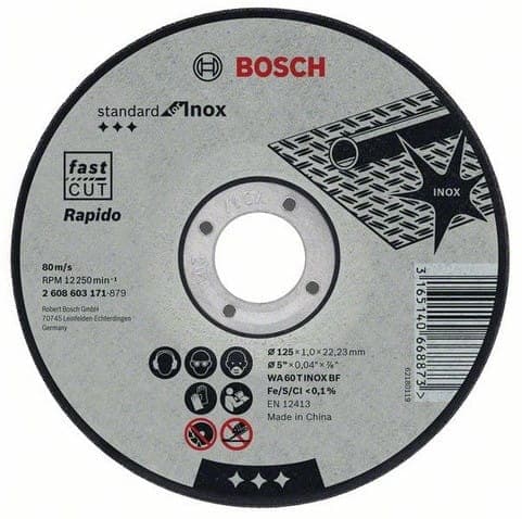 Bosch metallilaikka 125 mm x 1,0 mm x 22 mm standardi ruostumattomalle teräkselle