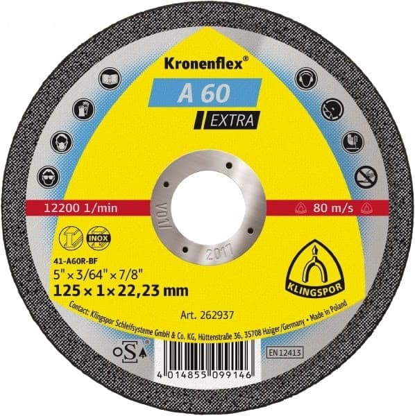 KLINGSPOR METALSKÆRESKIVE 125 mm x 1,0 mm x 22,2 mm A60 Ekstra