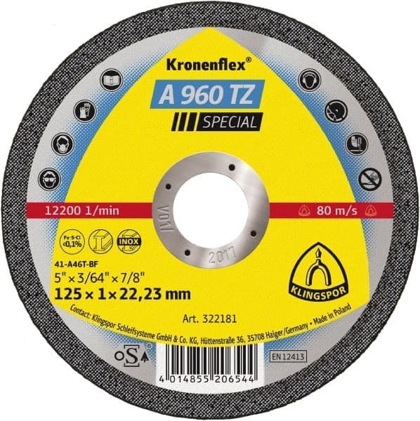 KLINGSPOR METALSKÆRESKIVE 125 mm x 1,0 mm x 22,2 mm A960 TZ Special