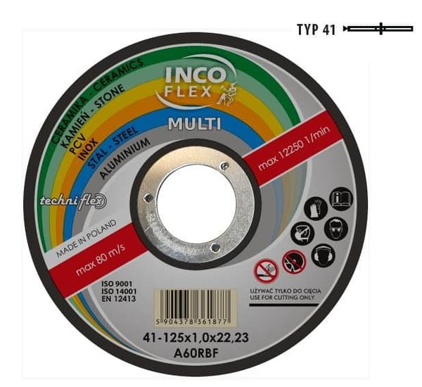 INCOFLEX UNIVERSAL HIOMALAIKKA METALLI / PVC / BETONILLE 125 x 1,6 mm MONIPUOLISET