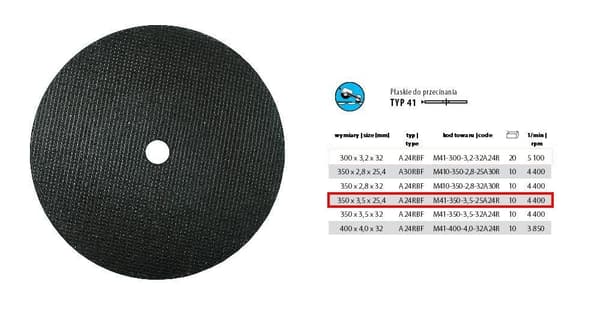 INCOFLEX METALSKÆRESKIVE 350 x 3,5 x 25,4 mm