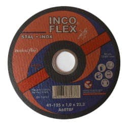 INCOFLEX-katkaisulaikka teräkselle ja ruostumattomalle teräkselle (INOX) 125 x 1,0 x 22,2 mm