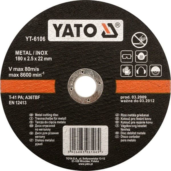 YATO SKJOLDE TIL INOX METAL 125x1,2x22mm 6103