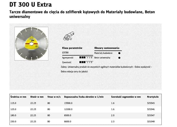 KLINGSPOR SEGMENTERET DIAMANTKLING 125 mm x 22,2 mm DT300U, BETON