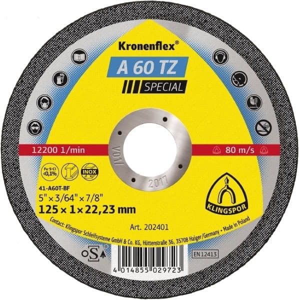 KLINGSPOR METALLIN KATKAISULAIKKA 125 mm x 1,0 mm x 22,2 mm A60 TZ Special