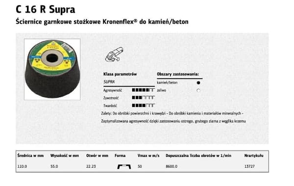 KLINGSPOR KONSIGT KUPSKIV C16R_SUPRA 110mm x 55mm x 22mm