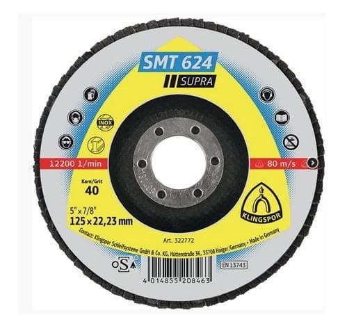 KLINGSPOR FLAP HJUL KONKVERS SMT624 SUPRA 125mm gr. 40