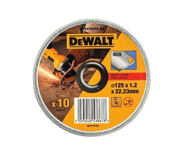 DEWALT METALSKÆRESKIVE 125 x 1,2 x 22,2 mm 10 stk. INOX