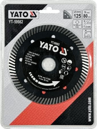 YATO TURBO DIAMANTSKIVE TIL STEN 125 x 22,2 mm 59982