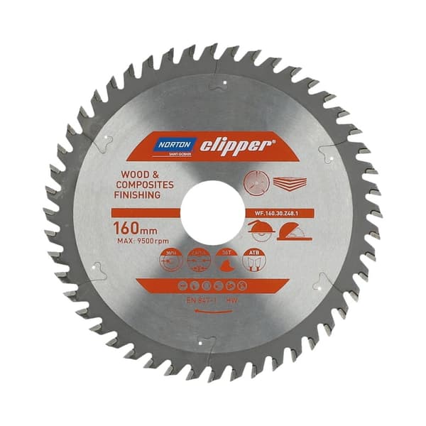 NORTON PYÖRÖSAHA 160 mm x 30/16 mm x 48 oz PUU JA KOMPOSIITTIT ATB (2,6 / 1,6)