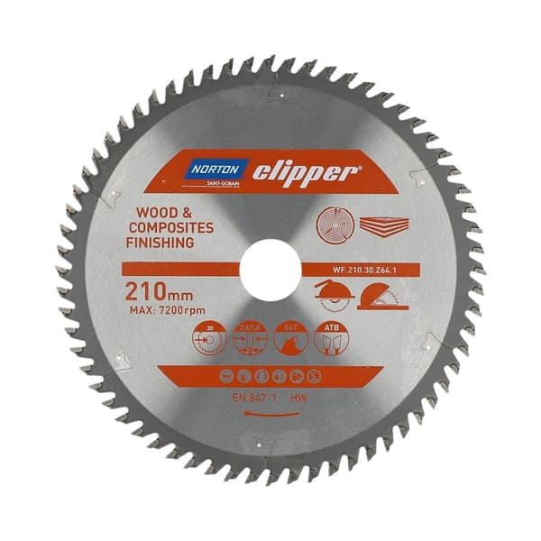 NORTON PYÖRÖSAHA 210 mm x 30 mm x 64 oz PUU JA KOMPOSIITTIT ATB (2,8 / 1,8)