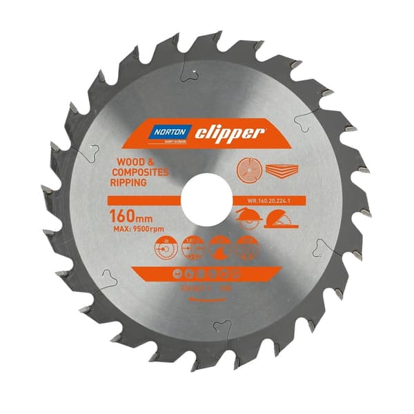 NORTON RUNDSAV 160 mm x 20 mm x 24 oz TRÆ & KOMPOSITER ATB (1,8 / 1,2)