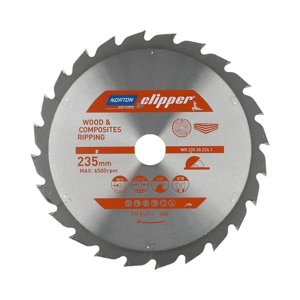 NORTON PYÖRÖSAHA 235 mm x 30 mm x 24 oz PUU JA KOMPOSIITTIT ATB (2,8 / 1,8)