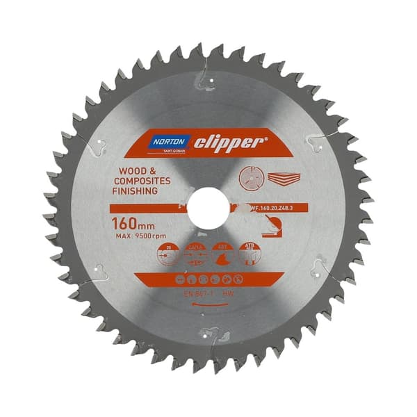 NORTON CIRKELSÅG 160 mm x 20 mm x 48 oz TRÄ OCH KOMPOSITER ATB Neg (2,6 / 1,6)