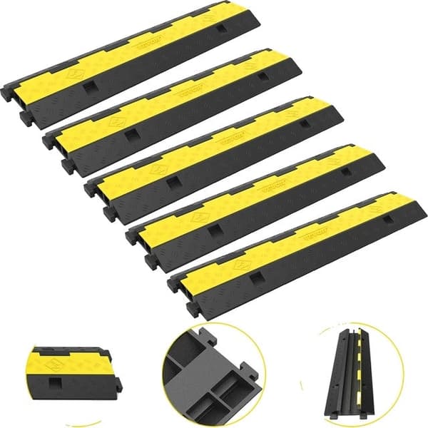 Kabelbeskyttelsesrampe, beskyttende, indkørselsgummi, 5PCS