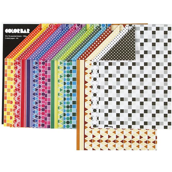 Colorbar - Mönstrat papper - A4 21x30 cm - 100 g - 160 ark