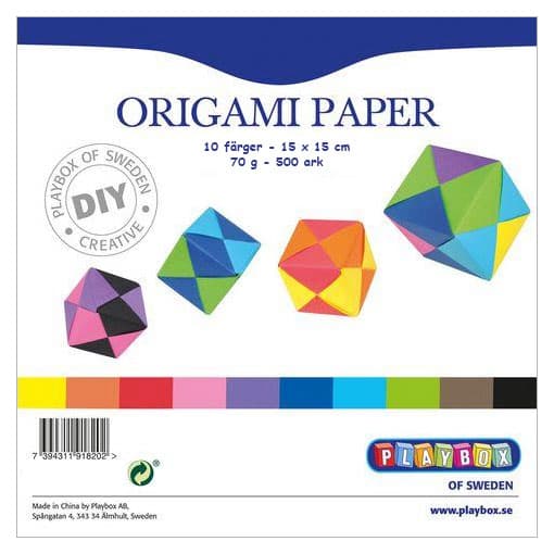 Origamipapper - 15x15 cm - Mixade färger - 500 st