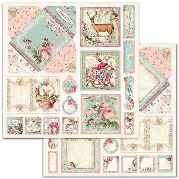 Paper Pack Stamperia 8x8 - Pink Christmas