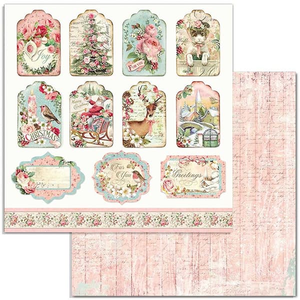 Paper Pack Stamperia 8x8 - Pink Christmas