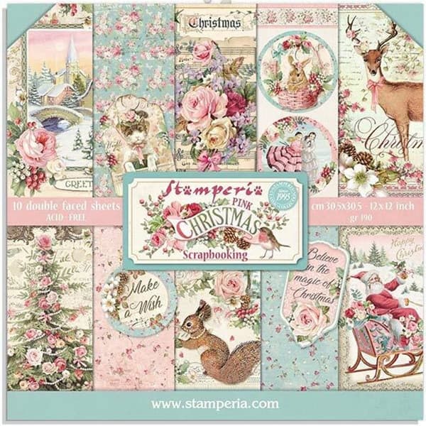 Paper Pack Stamperia 8x8 - Pink Christmas
