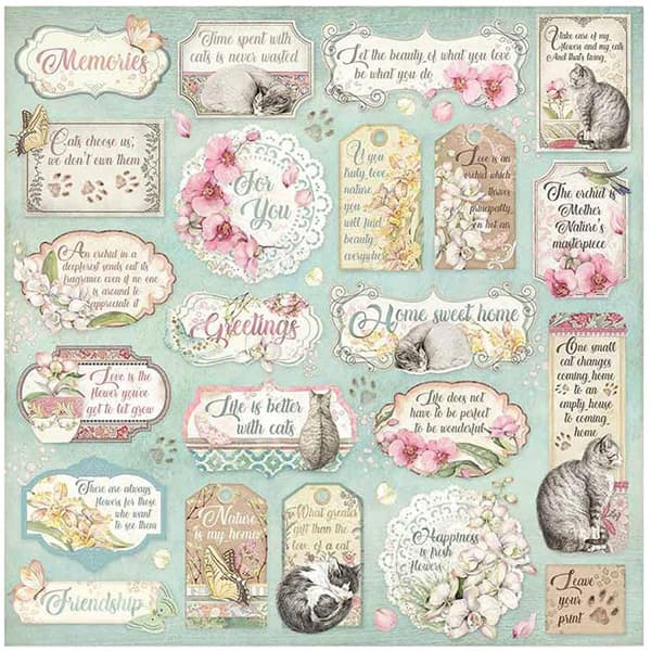 Paper Pad Stamperia - Orchids and Cats - 12x12 Tum
