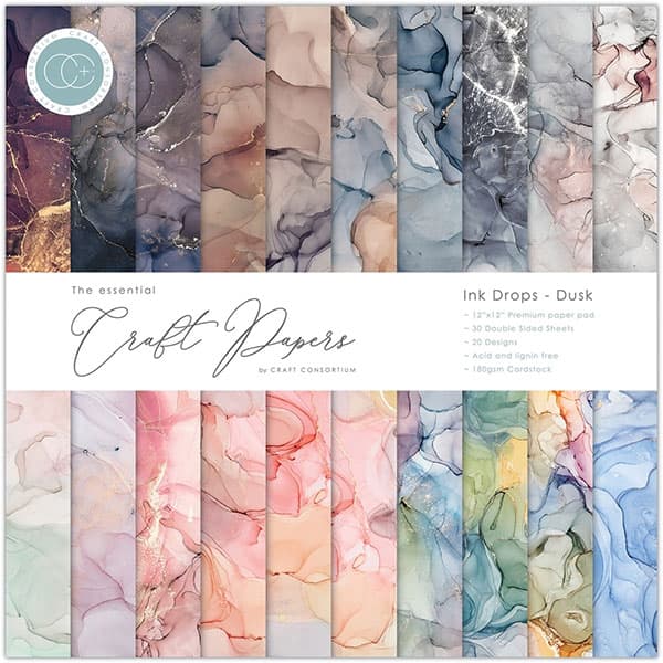 Paper Pad 12x12 - Craft Consortium - Ink Drops Dusk
